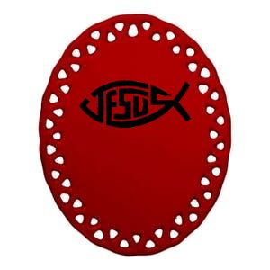 Jesus Fish Logo Ceramic Oval Ornament