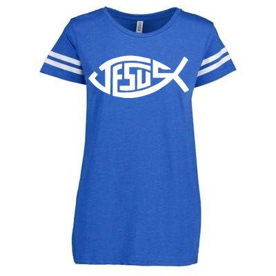 Jesus Fish Logo Enza Ladies Jersey Football T-Shirt