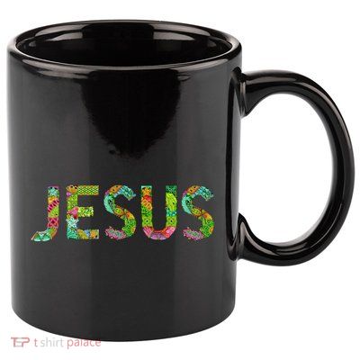 Jesus Hand Painted Word Art 11oz C Handle Ceramic Mug