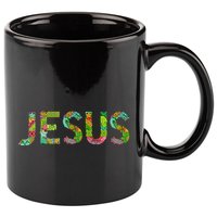 Jesus Hand Painted Word Art 11oz C Handle Ceramic Mug