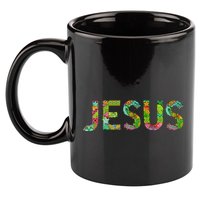 Jesus Hand Painted Word Art 11oz C Handle Ceramic Mug