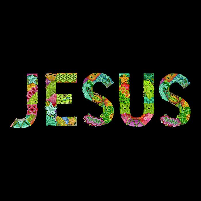 Jesus Hand Painted Word Art Flat Bill Trucker Hat