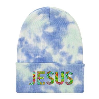 Jesus Hand Painted Word Art Tie Dye 12in Knit Beanie