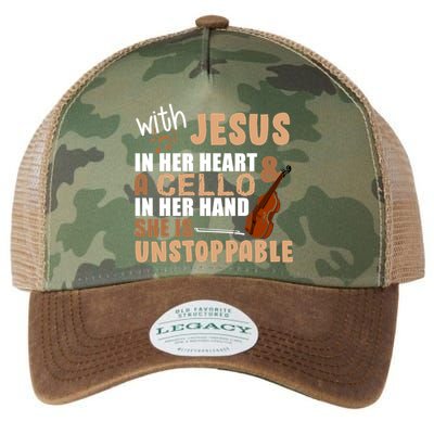 Jesus In Her Heart Cello In Her Hand Legacy Tie Dye Trucker Hat