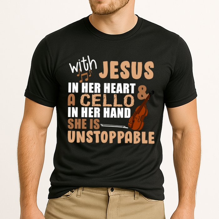 Jesus In Her Heart Cello In Her Hand Cooling Performance Crew T-Shirt