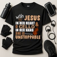 Jesus In Her Heart Cello In Her Hand Cooling Performance Crew T-Shirt