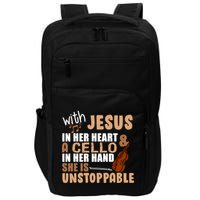 Jesus In Her Heart Cello In Her Hand Impact Tech Backpack