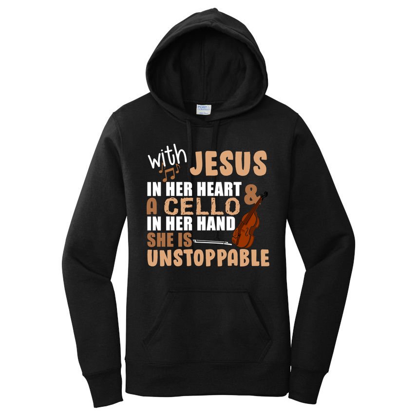 Jesus In Her Heart Cello In Her Hand Women's Pullover Hoodie