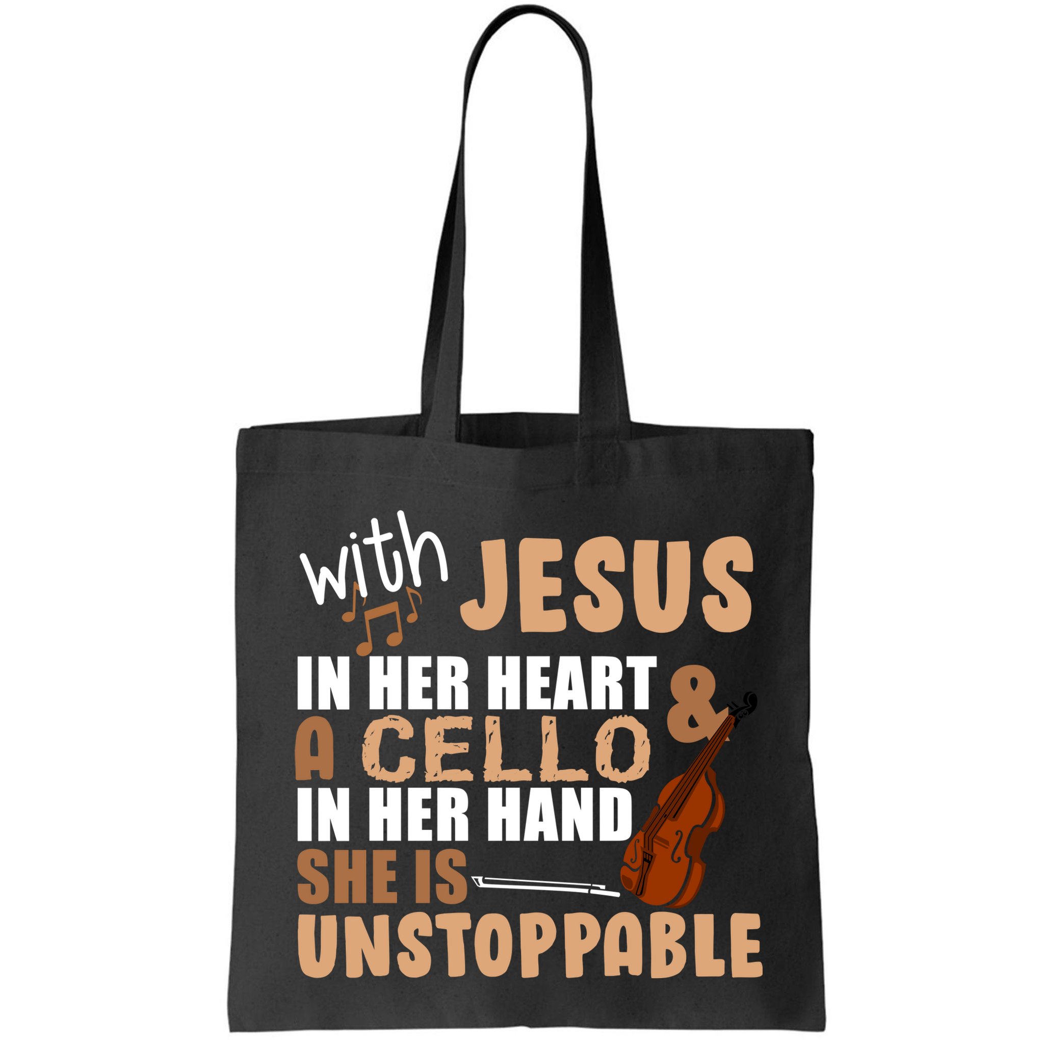 Jesus In Her Heart Cello In Her Hand Bag