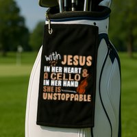 Jesus In Her Heart Cello In Her Hand Golf Towel