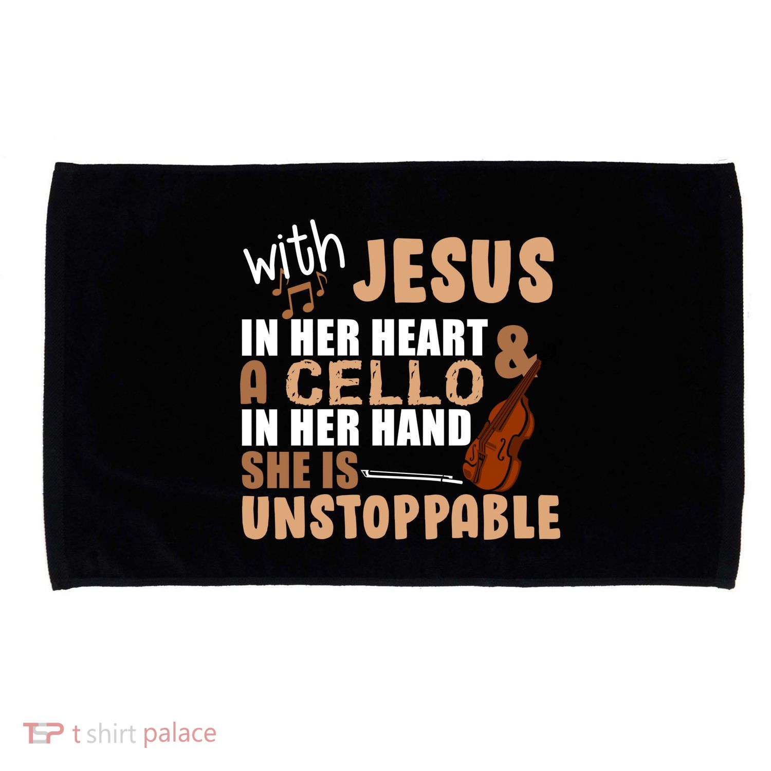 Jesus In Her Heart Cello In Her Hand Microfiber Hand Towel