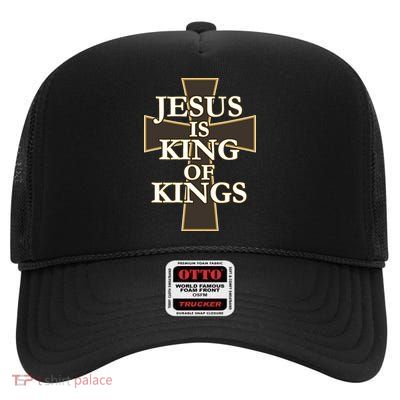 Jesus Is King of Kings Cross Religious High Crown Mesh Back Trucker Hat