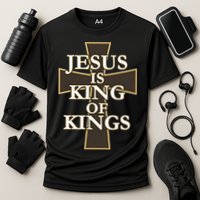 Jesus Is King of Kings Cross Religious Cooling Performance Crew T-Shirt