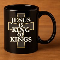 Jesus Is King of Kings Cross Religious 11oz C Handle Ceramic Mug