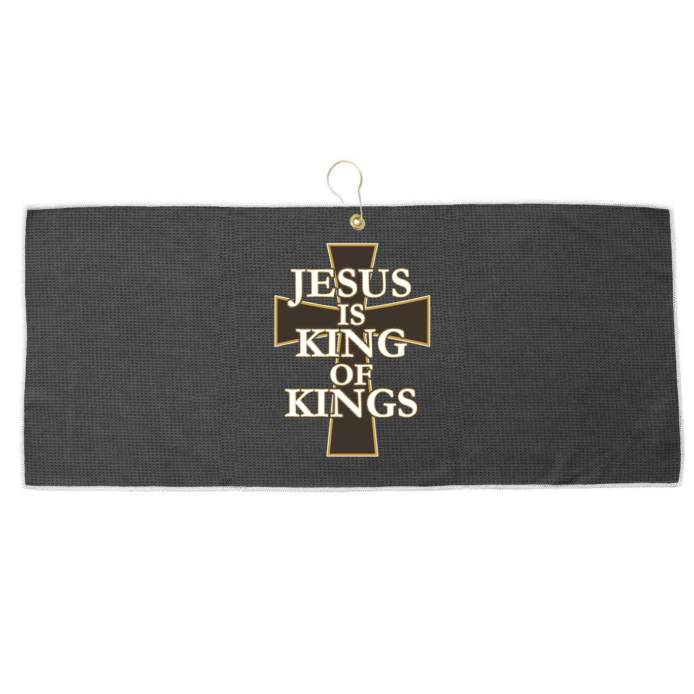 Jesus Is King of Kings Cross Religious Large Microfiber Waffle Golf Towel