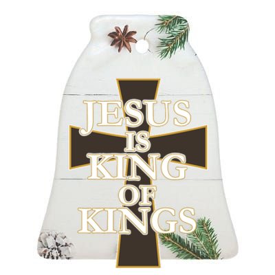 Jesus Is King of Kings Cross Religious Ceramic Bell Ornament