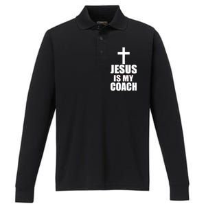 Jesus Is My Coach Performance Long Sleeve Polo