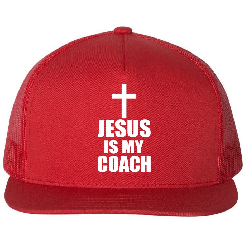 Jesus Is My Coach Flat Bill Trucker Hat