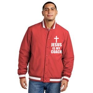 Jesus Is My Coach Insulated Varsity Jacket