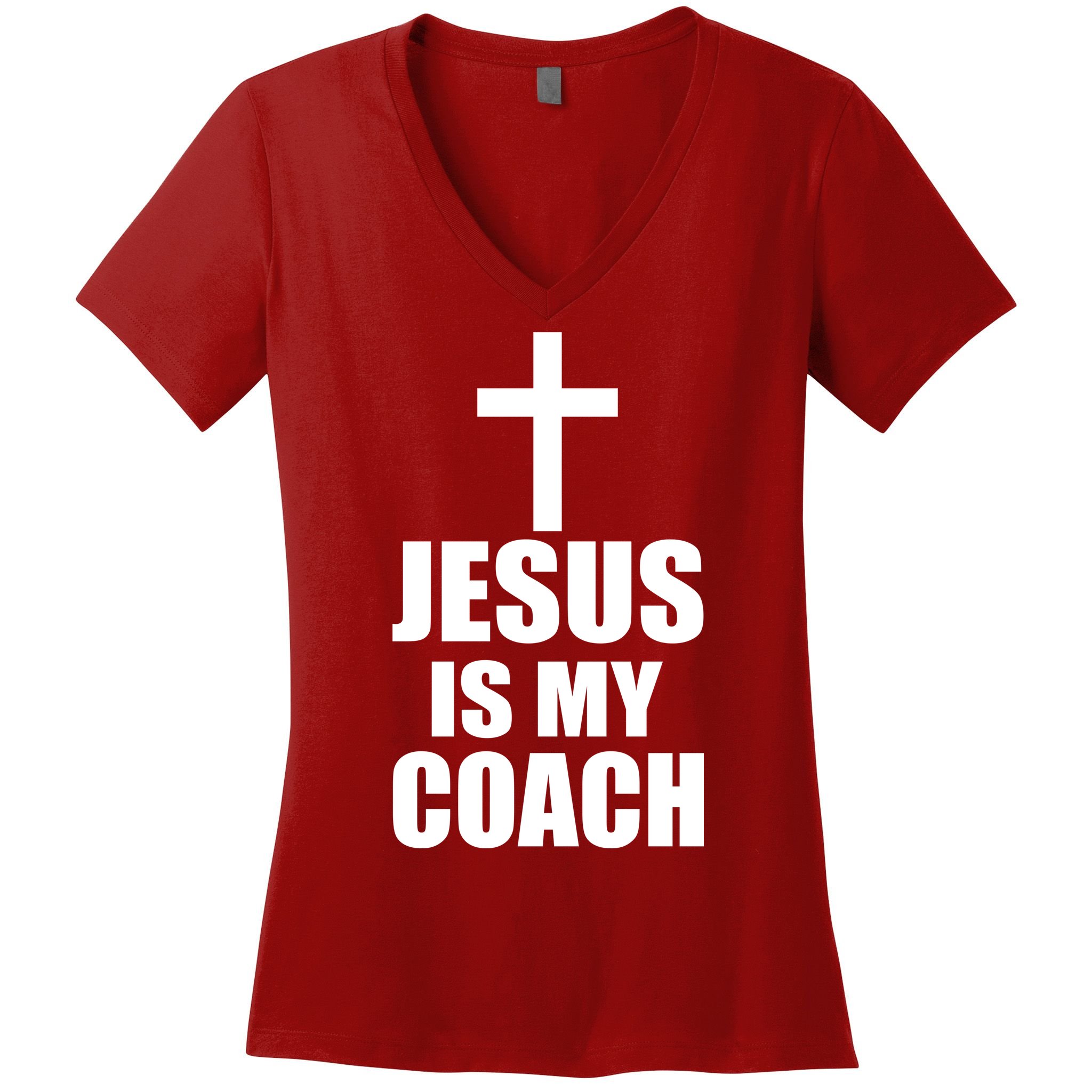 Jesus Is My Coach Women's V-Neck T-Shirt