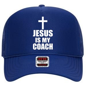 Jesus Is My Coach High Crown Mesh Back Trucker Hat