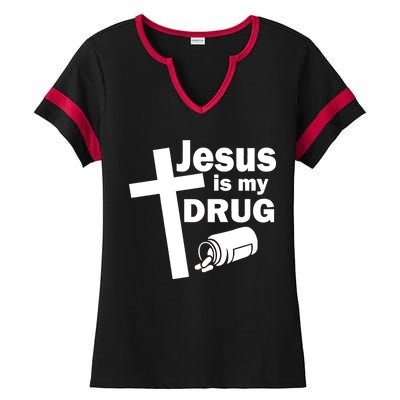 Jesus Is My Drug Ladies Halftime Notch Neck Tee