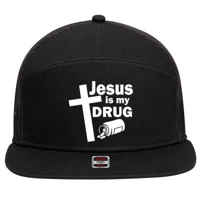 Jesus Is My Drug 7 Panel Mesh Trucker Snapback Hat