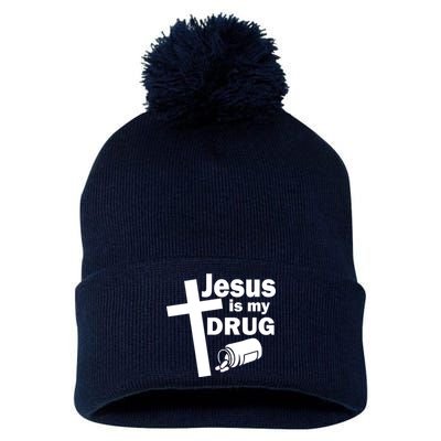 Jesus Is My Drug Pom Pom 12in Knit Beanie