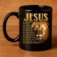 Jesus Is My God My King Lion 11oz C Handle Ceramic Mug