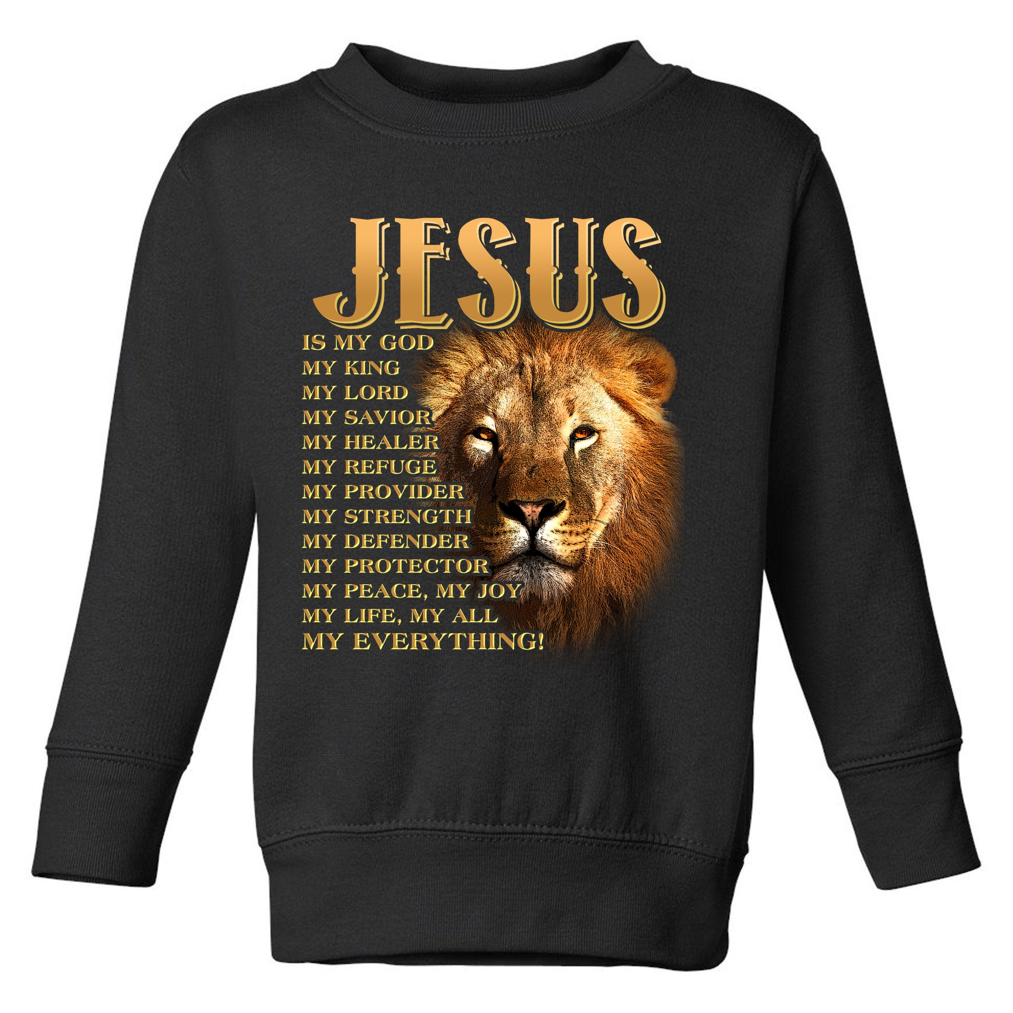 Jesus Is My God My King Lion Toddler Sweatshirt