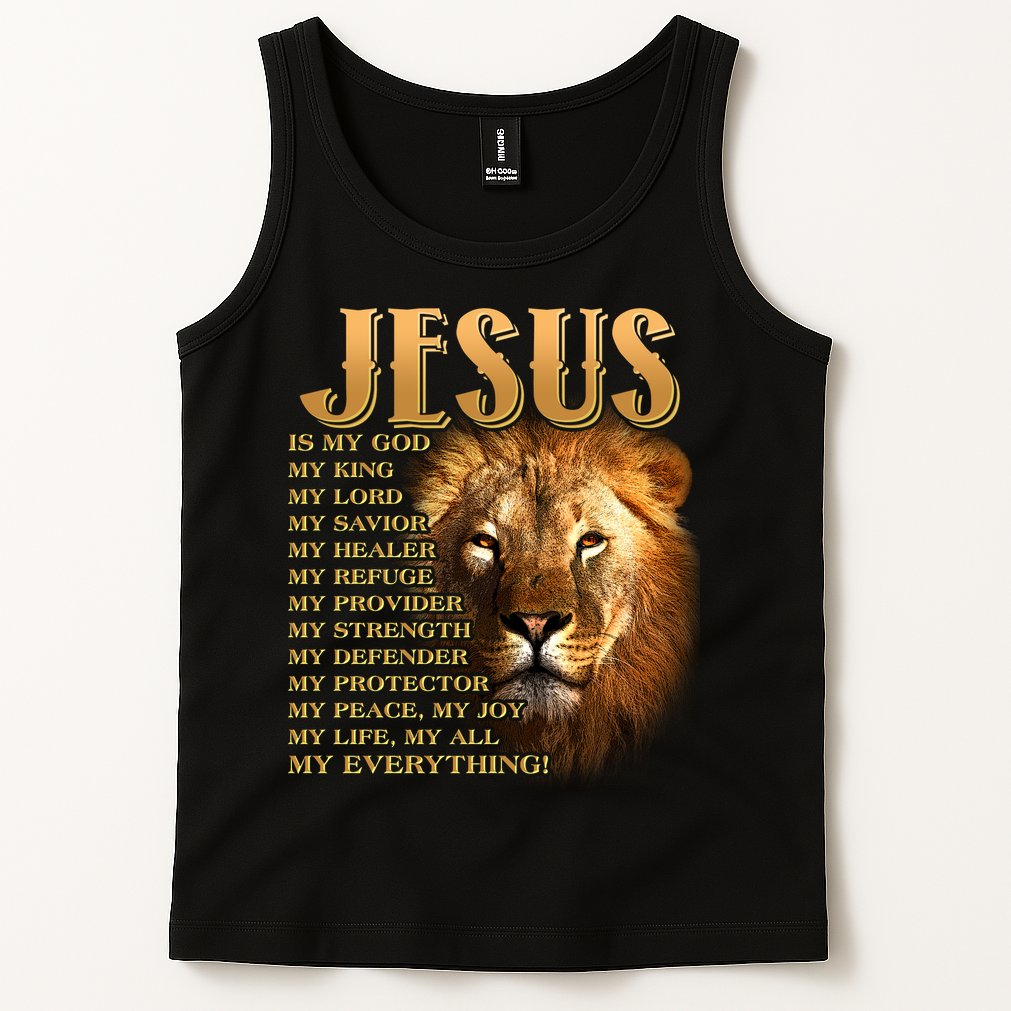 Jesus Is My God My King Lion Tank Top