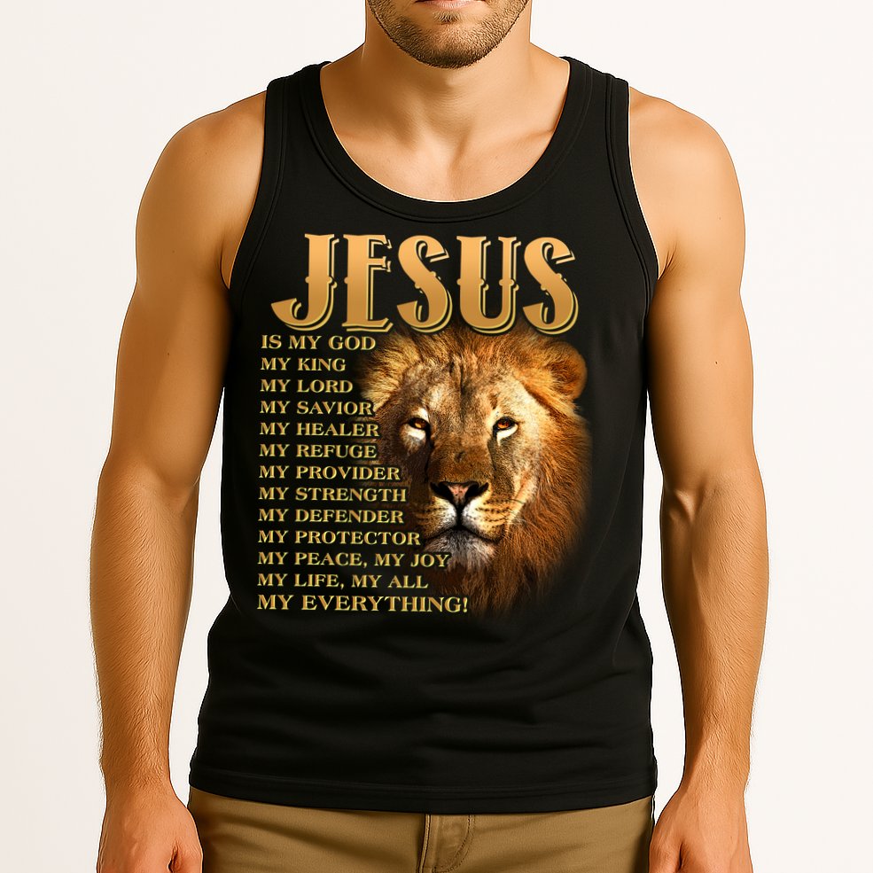 Jesus Is My God My King Lion Tank Top