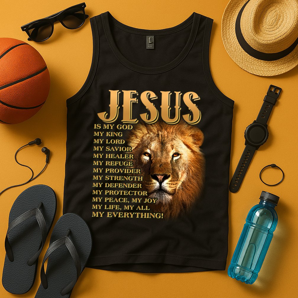 Jesus Is My God My King Lion Tank Top
