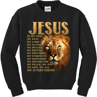 Jesus Is My God My King Lion Kids Sweatshirt