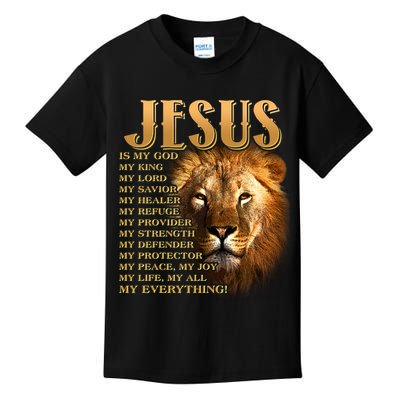 Jesus Is My God My King Lion Kids T-Shirt