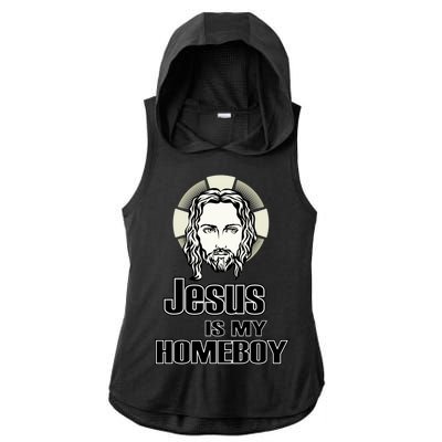 Jesus Is My Homeboy Ladies PosiCharge Tri-Blend Wicking Draft Hoodie Tank