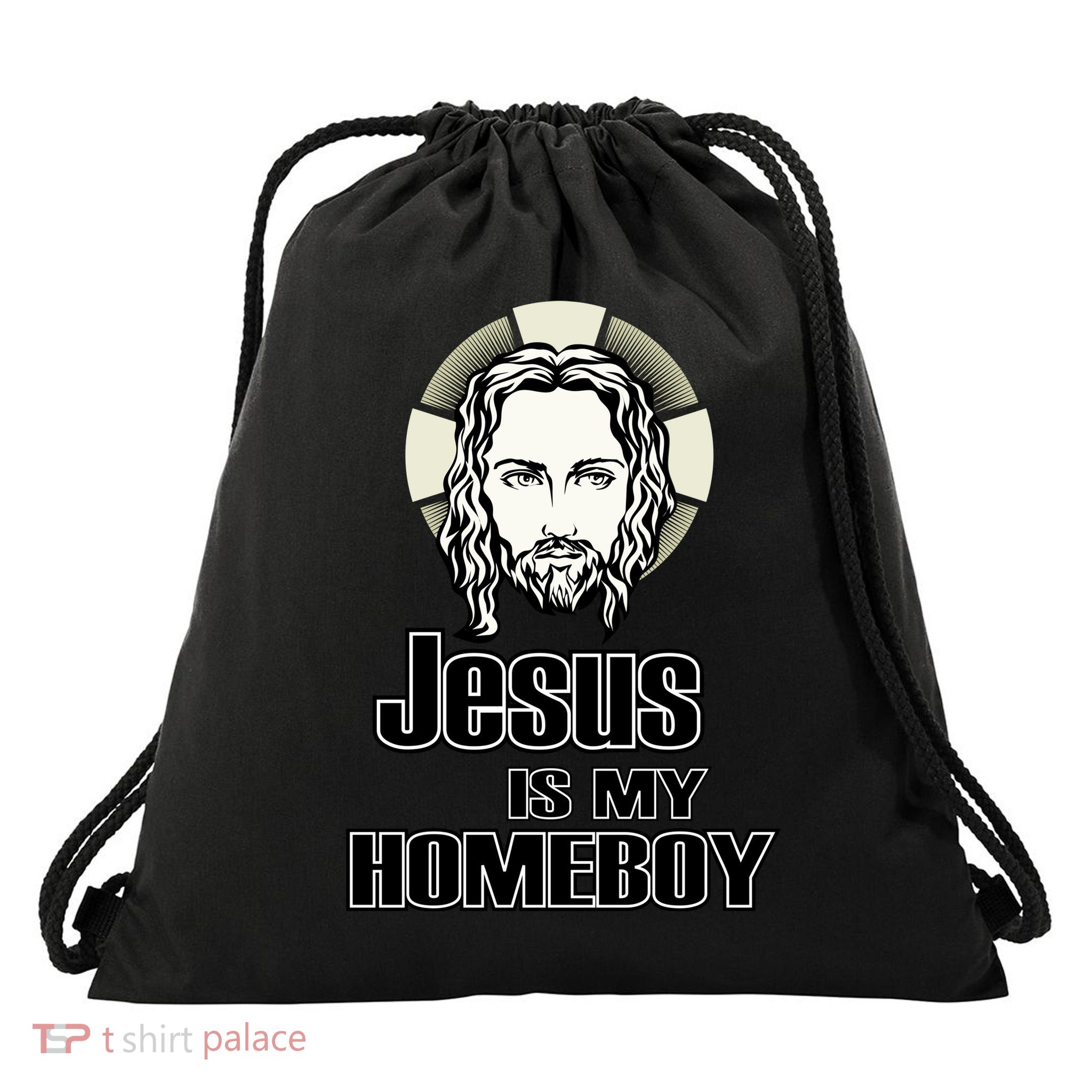 Jesus Is My Homeboy Drawstring Bag