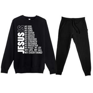 Jesus Is My Life My All My Everything Premium Crewneck Sweatsuit Set