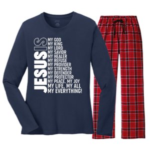 Jesus Is My Life My All My Everything Women's Long Sleeve Flannel Pajama Set 