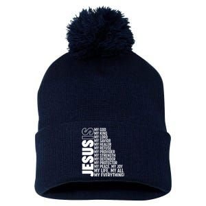 Jesus Is My Life My All My Everything Pom Pom 12in Knit Beanie