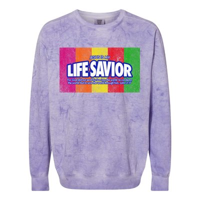 Jesus Is My Life Savior Colorblast Crewneck Sweatshirt