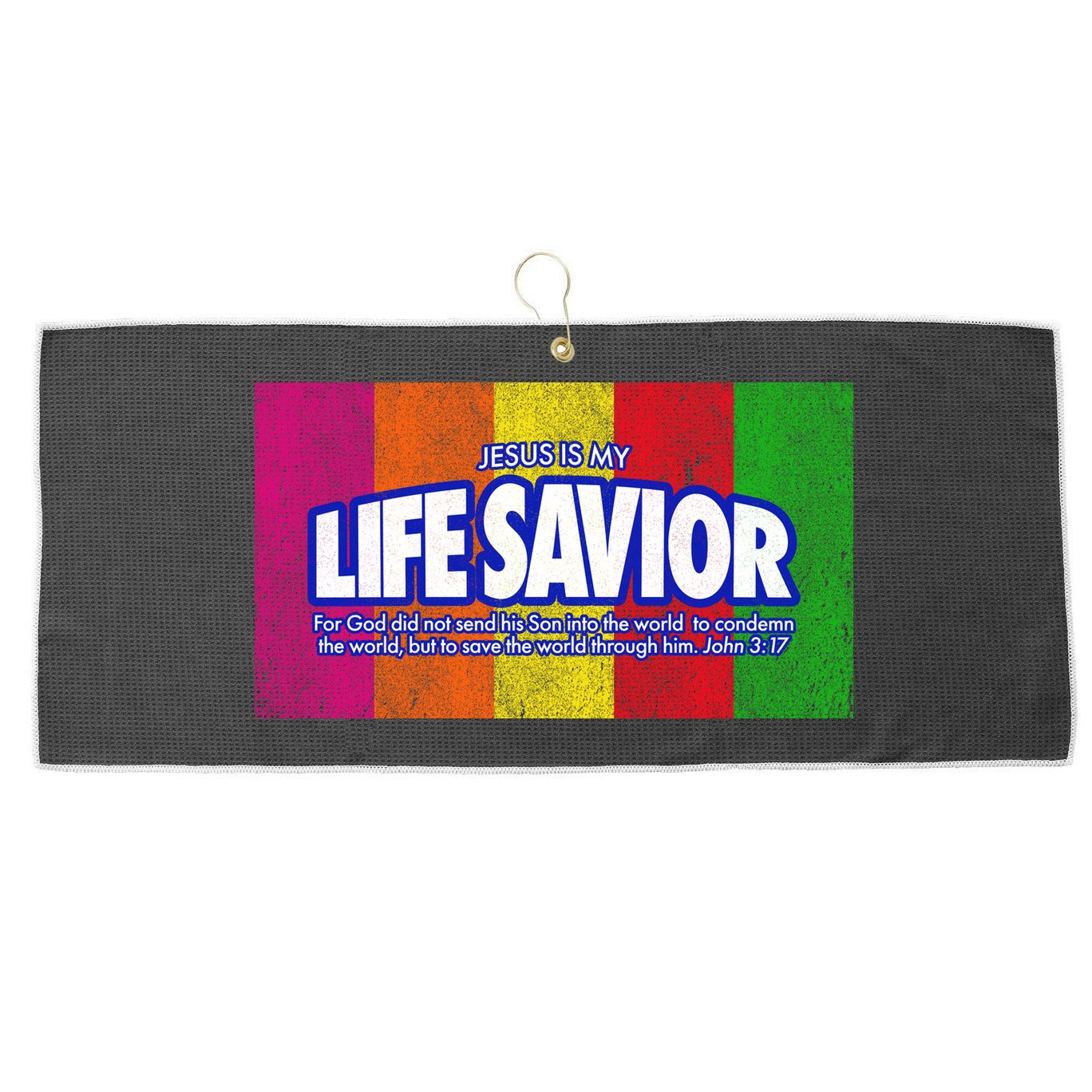 Jesus Is My Life Savior Large Microfiber Waffle Golf Towel