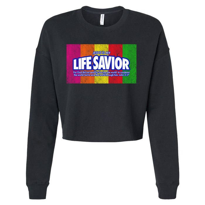 Jesus Is My Life Savior Cropped Pullover Crew