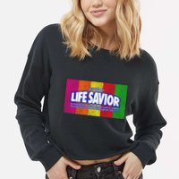 Jesus Is My Life Savior Cropped Pullover Crew