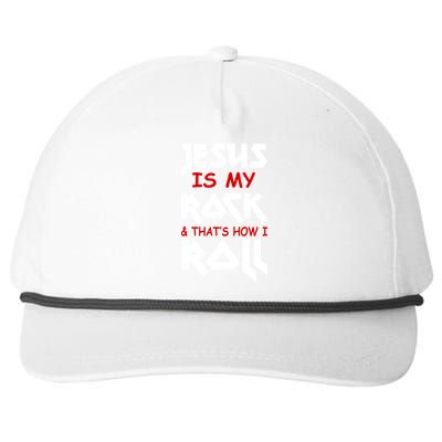 Jesus Is My Rock & Roll Snapback Five-Panel Rope Hat