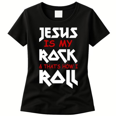 Jesus Is My Rock & Roll Womens T-Shirt