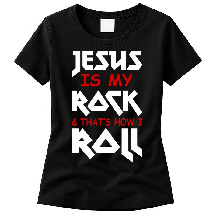 Jesus Is My Rock & Roll Womens T-Shirt