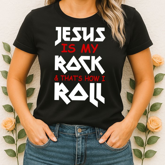 Jesus Is My Rock & Roll Womens T-Shirt