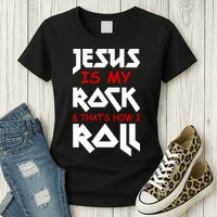 Jesus Is My Rock & Roll Womens T-Shirt