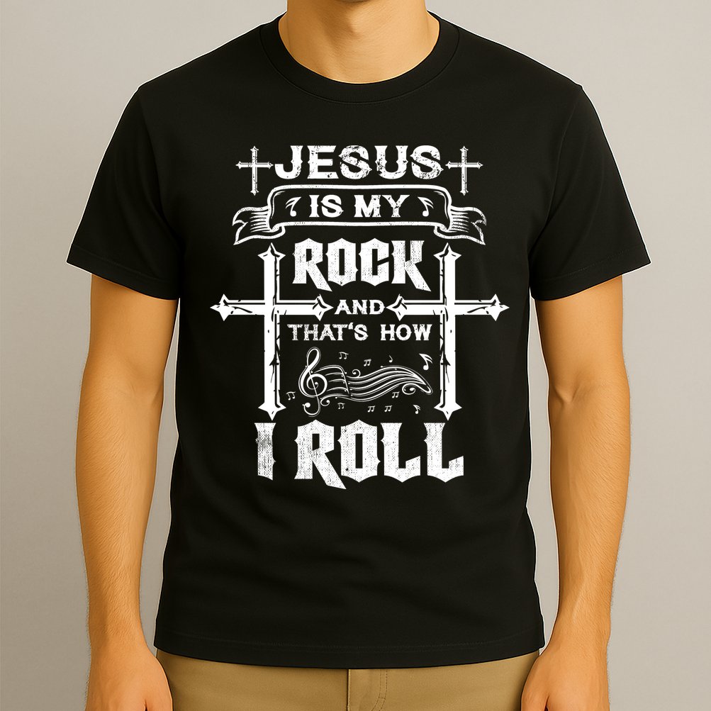 Jesus Is My Rock And Roll Christian  T-Shirt